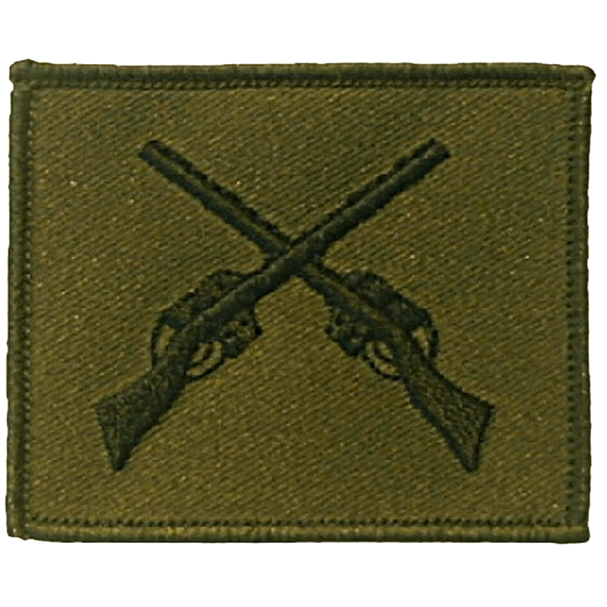 Patch with crossed rifles on a green background