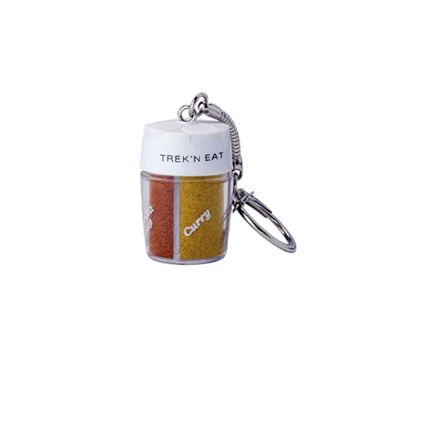 Trek'n Eat curry spice container keychain on a white background