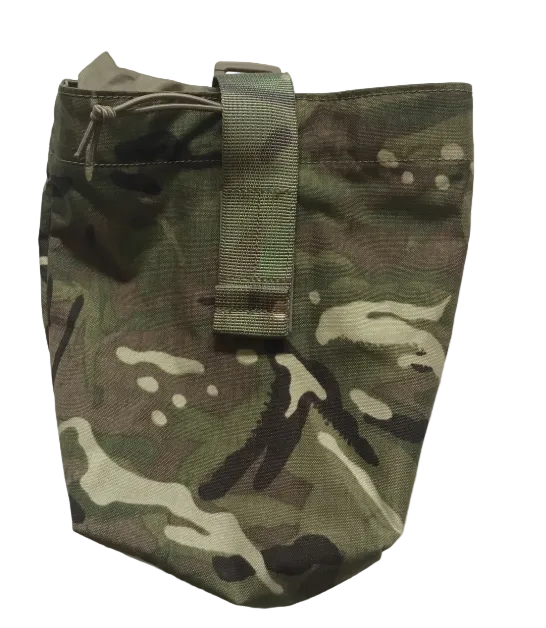 Camouflage pouch with a strap on a white background