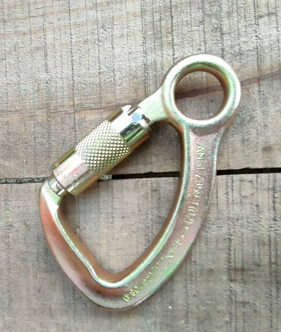 Heavy-duty metal carabiner with large ring and twist lock