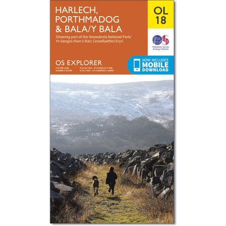 Harlech, Porthmadog & Bala/Y Bala OS Explorer OL18