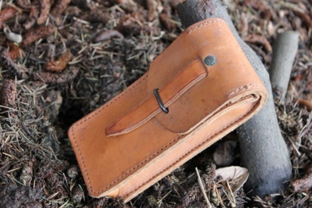 French Leather Magazine Pouch
