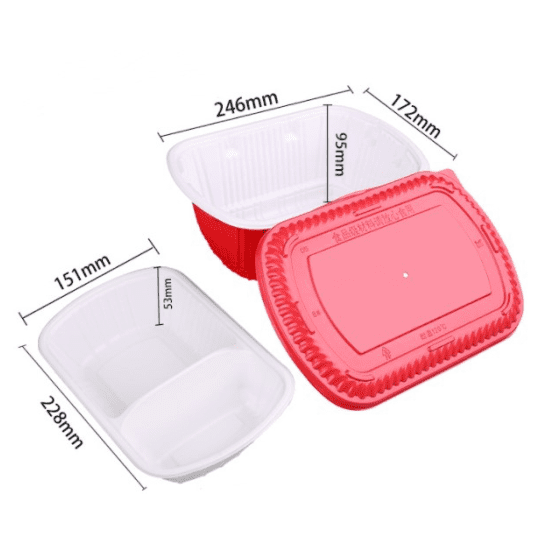 Flameless Ration Heat2Eat Self-Steamer with divider - Red (medium) with 2 HeatStones