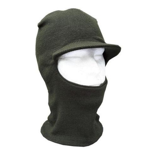 Dual Peak Hat / Acrylic Balaclava - Olive Green